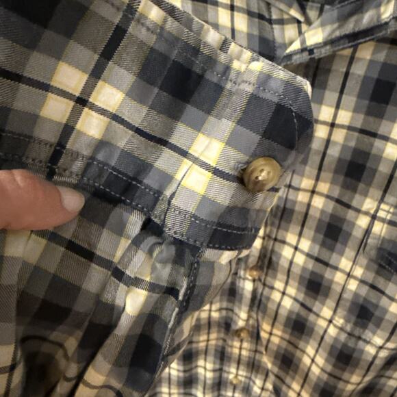 Alesbury Mens Slim Fit Navy Yellow White Plaid Button Down Shirt Extra Large - Picture 7 of 7